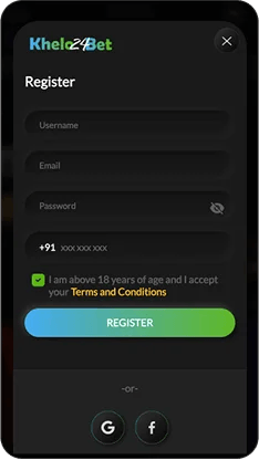 Registration form for the Game X app