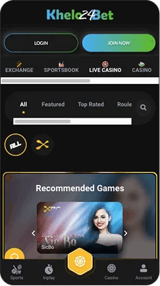 Live casino section of the Game X app