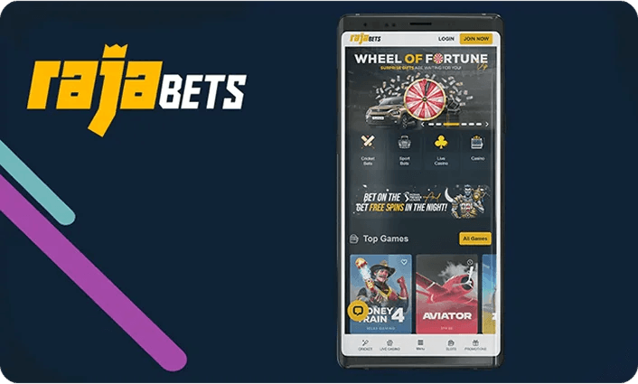 Phone screen showing the Rajabets mobile site